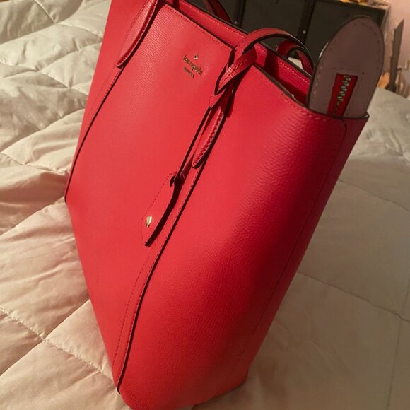 Kate Spade hot pink large tote bag with zipper and outer pocket - Picture 6 of 11